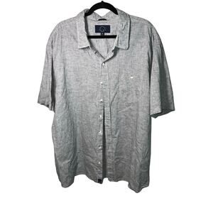 Even Tide Gray Heather Short Sleeve Button Up Slim Shirt Size 3XL